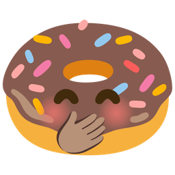face with hand over mouth and doughnut