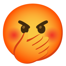 face with hand over mouth and enraged face