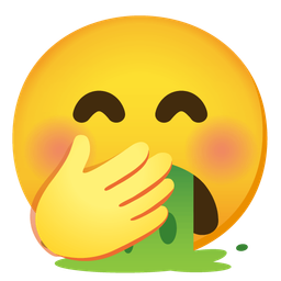 face with hand over mouth and face vomiting