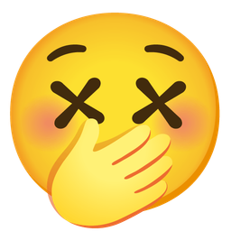 face with hand over mouth and face with crossed-out eyes