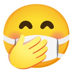 face with hand over mouth and face with medical mask