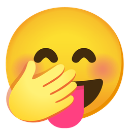 Face with hand over mouth and Face with tongue