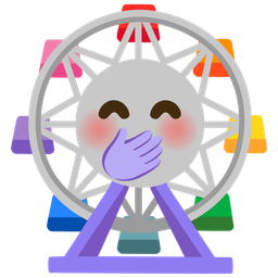 face with hand over mouth and ferris wheel