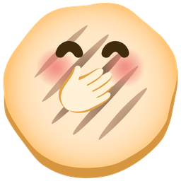 face with hand over mouth and flatbread