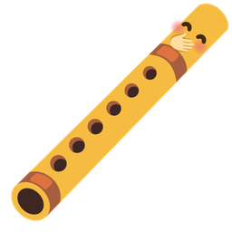 face with hand over mouth and flute