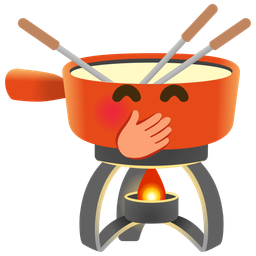 face with hand over mouth and fondue