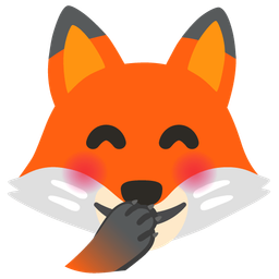 face with hand over mouth and fox