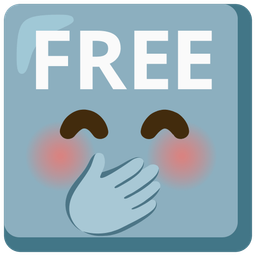 face with hand over mouth and FREE button