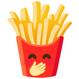 face with hand over mouth and french fries