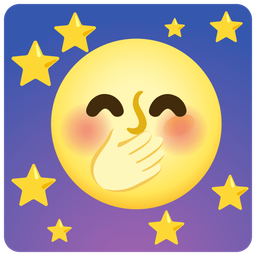 face with hand over mouth and full moon face