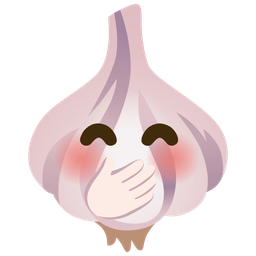 face with hand over mouth and garlic