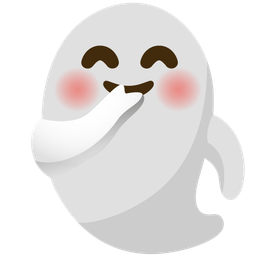 face with hand over mouth and ghost