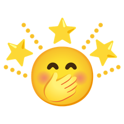 face with hand over mouth and glowing star