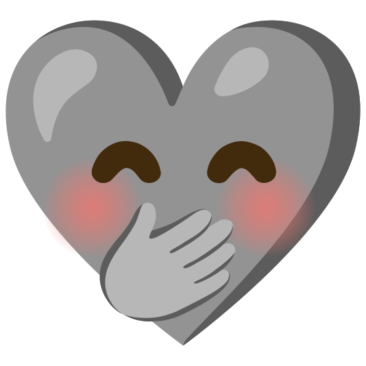 Face with hand over mouth and Grey heart