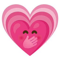 face with hand over mouth and growing heart