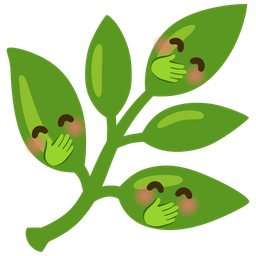 face with hand over mouth and herb