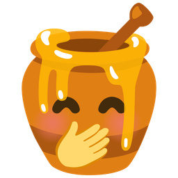 face with hand over mouth and honey pot
