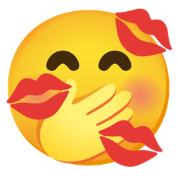 face with hand over mouth and kiss mark