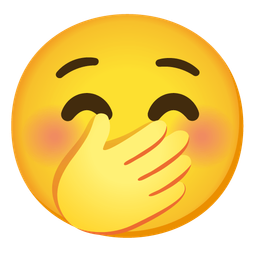 Face with hand over mouth and Kissing face with closed eyes