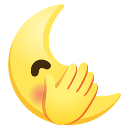 face with hand over mouth and last quarter moon face