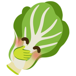 face with hand over mouth and leafy green