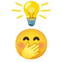 face with hand over mouth and light bulb