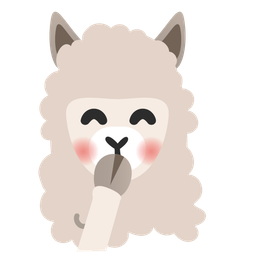 face with hand over mouth and llama