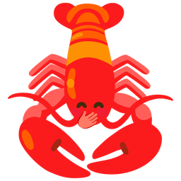 face with hand over mouth and lobster