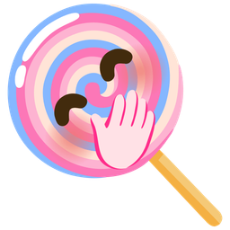 face with hand over mouth and lollipop