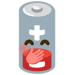 face with hand over mouth and low battery