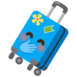 face with hand over mouth and luggage