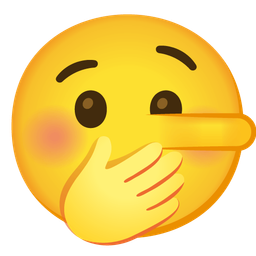 face with hand over mouth and lying face