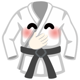 face with hand over mouth and martial arts uniform
