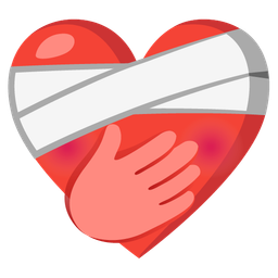 face with hand over mouth and mending heart