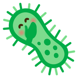 face with hand over mouth and microbe