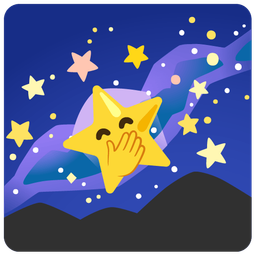 face with hand over mouth and milky way