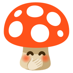 face with hand over mouth and mushroom