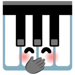 face with hand over mouth and musical keyboard