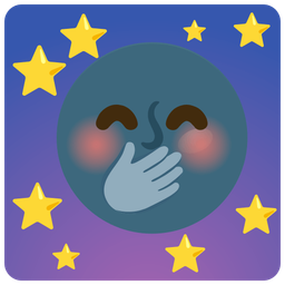 face with hand over mouth and new moon face