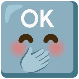 face with hand over mouth and OK button