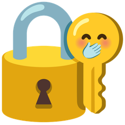 face with hand over mouth and old key