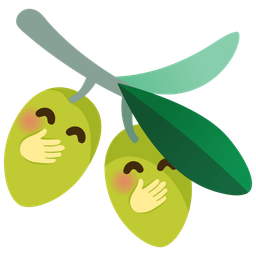 face with hand over mouth and olive