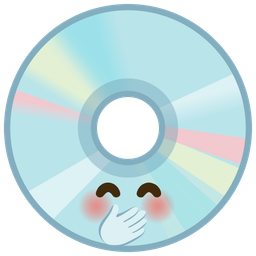 face with hand over mouth and optical disk