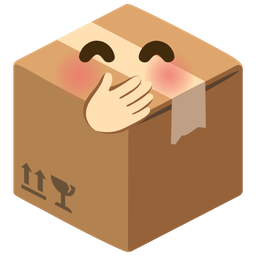 face with hand over mouth and package
