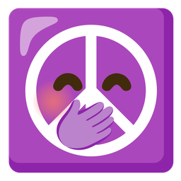 face with hand over mouth and peace symbol