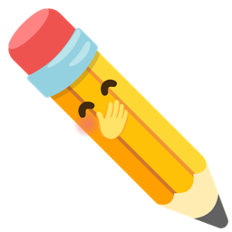 face with hand over mouth and pencil