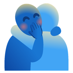face with hand over mouth and people hugging