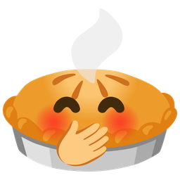 face with hand over mouth and pie