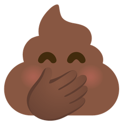 face with hand over mouth and pile of poo