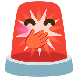 face with hand over mouth and police car light